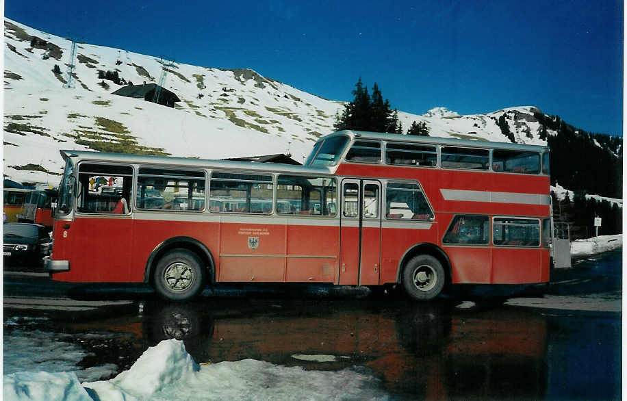 (005'325) - AFA Adelboden - Nr. 6/BE 26'706 - FBW/Vetter-R&J Anderthalbdecker am 25. Februar 1990 in Adelboden, Geilsbr�ggli