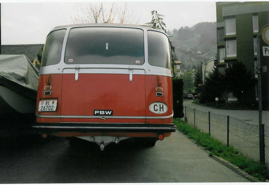 (009'516) - AFA Adelboden - Nr. 12/BE 26'702 - FBW/R&J am 17. April 1993 in Steffisburg, Autosattlerei Werthm�ller