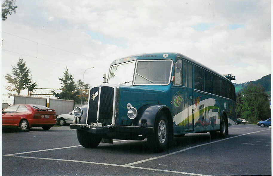 (014'905) - WWF, Z�rich - ZH 170'109 - Saurer/Gangloff Pandamobil (ex P 24'552) am 29. August 1996 in Thun, Seestrasse