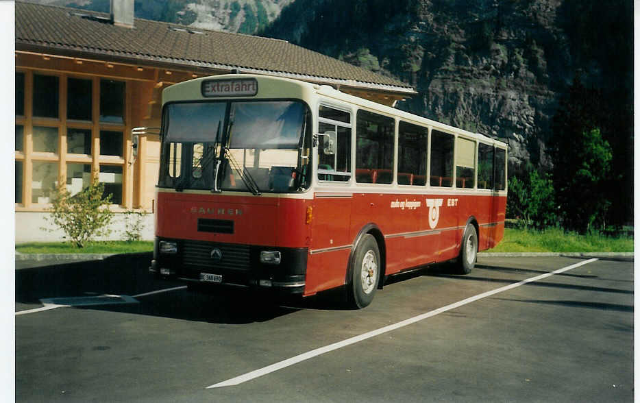 (015'021) - AAGK Koppigen - Nr. 2/BE 368'690 - Saurer-Leyland/Lauber (ex Fl�ck, Brienz) am 8. September 1996 in Kandersteg