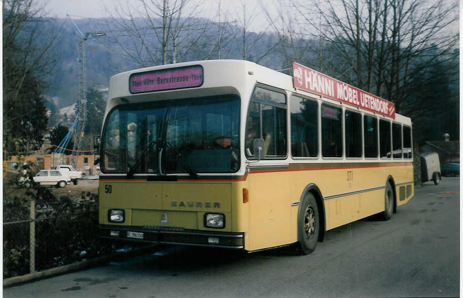 (016'001) - STI Thun - Nr. 50/BE 396'550 - Saurer/R&J am 28. Dezember 1996 bei der Schiffl�ndte Thun