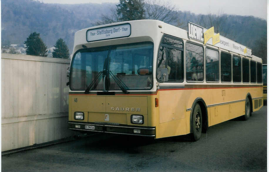 (016'003) - STI Thun - Nr. 46/BE 396'546 - Saurer/R&J am 28. Dezember 1996 bei der Schiffl�ndte Thun