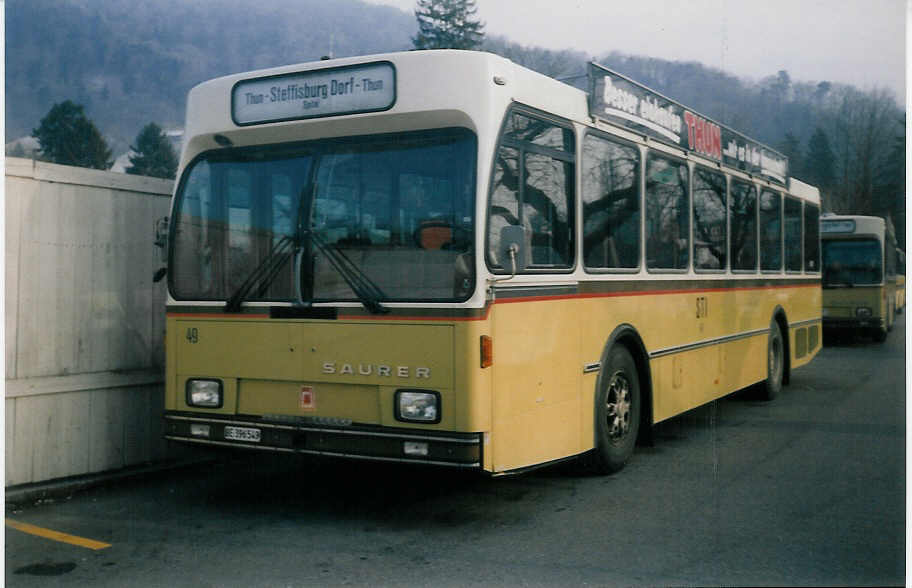 (016'004) - STI Thun - Nr. 49/BE 396'549 - Saurer/R&J am 28. Dezember 1996 bei der Schiffl�ndte Thun