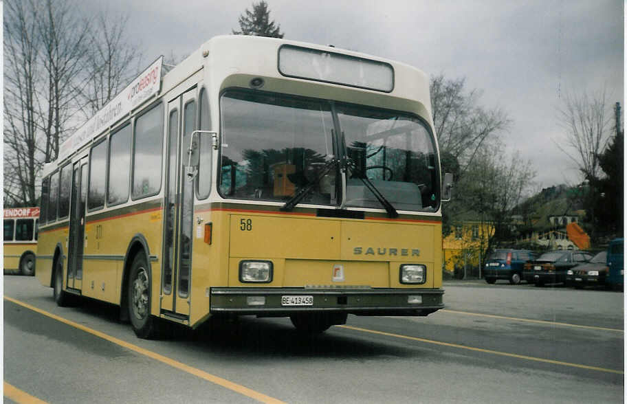 (016'311) - STI Thun - Nr. 58/BE 413'458 - Saurer/R&J am 27. Februar 1997 bei der Schiffl�ndte Thun