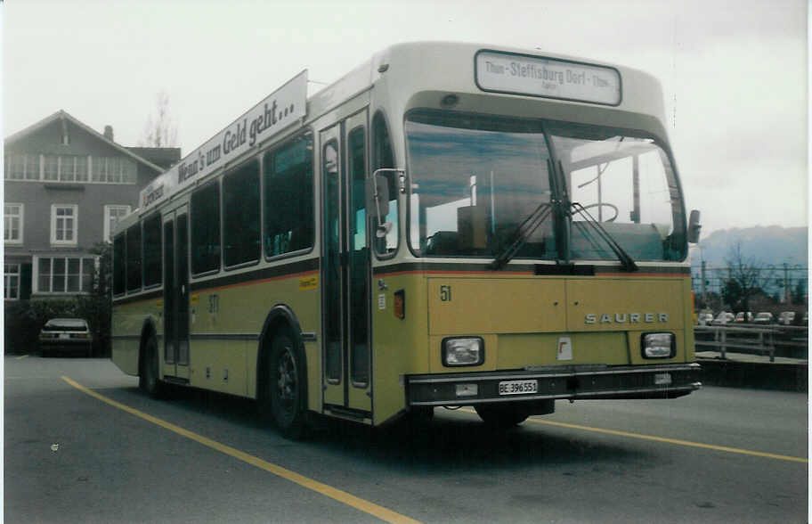 (016'333) - STI Thun - Nr. 51/BE 396'551 - Saurer/R&J am 15. M�rz 1997 bei der Schiffl�ndte Thun