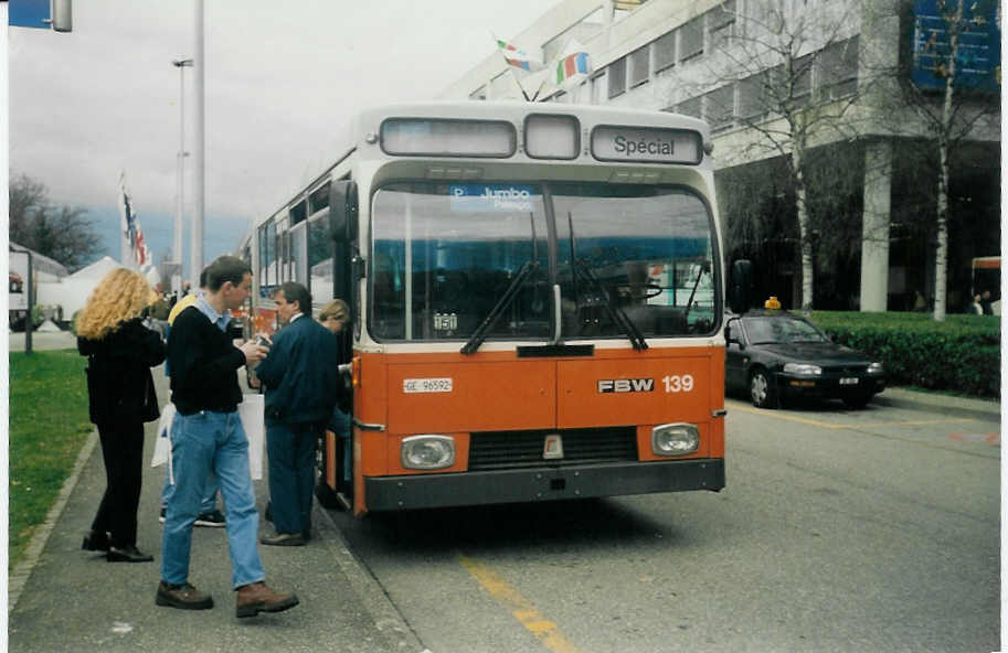 (016'511) - TPG Gen�ve - Nr. 139/GE 96'592 - FBW/R&J am 16. M�rz 1997 in Gen�ve, Palexpo