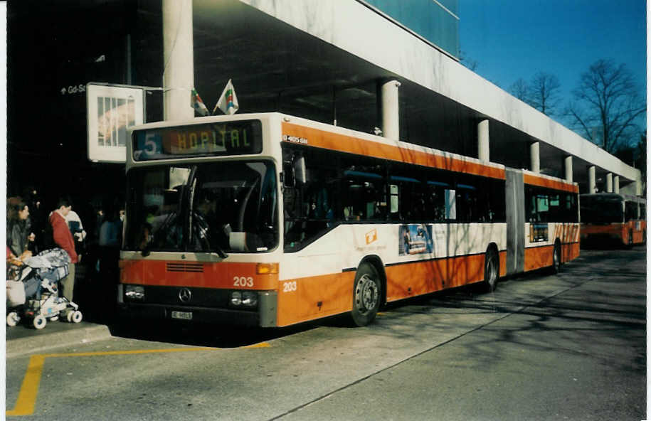 (016'518) - TPG Gen�ve - Nr. 203/GE 96'513 - Mercedes am 16. M�rz 1997 in Gen�ve, Palexpo