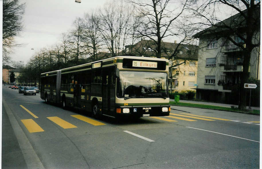 (016'636) - SVB Bern - Nr. 214/BE 513'214 - MAN am 27. M�rz 1997 in Bern, Rosengarten