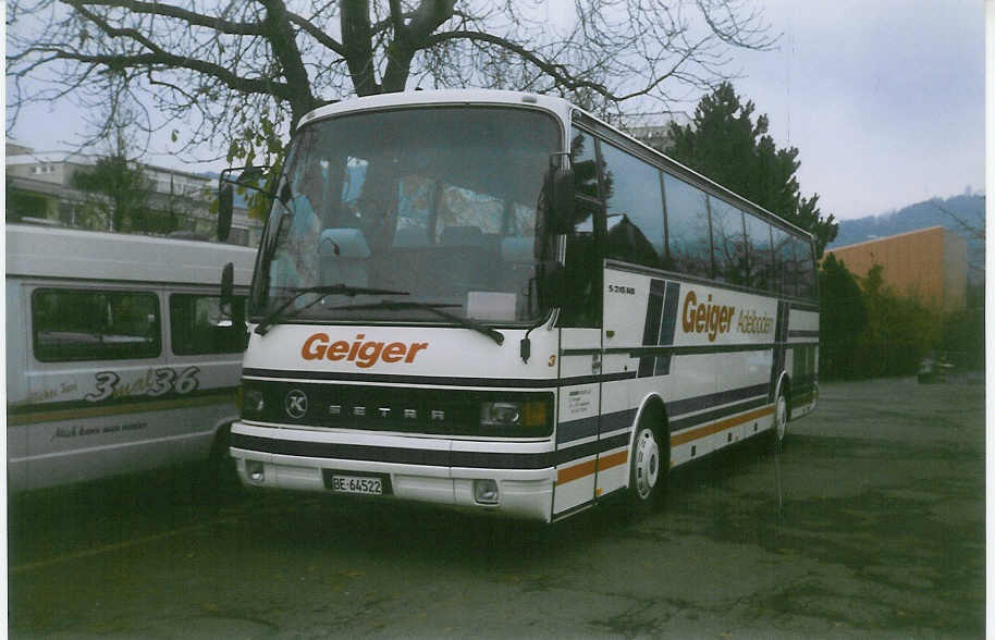 (021'014) - Geiger, Adelboden - Nr. 3/BE 64'522 - Setra am 6. Dezember 1997 in Thun, Restaurant R�ssli