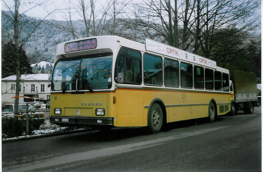 (021'035) - STI Thun - Nr. 58/BE 413'458 - Saurer/R&J am 15. Dezember 1997 bei der Schiffl�ndte Thun