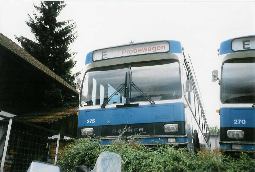 (024'022) - VBZ Z�rich - Nr. 275 - Saurer/R&J am 10. Juli 1998 in B�tzberg, Heiniger