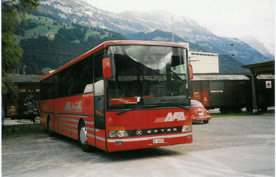 (024'606) - AFA Adelboden - Nr. 7/BE 26'707 - Setra am 14. Juli 1998 beim G�terbahnhof Frutigen