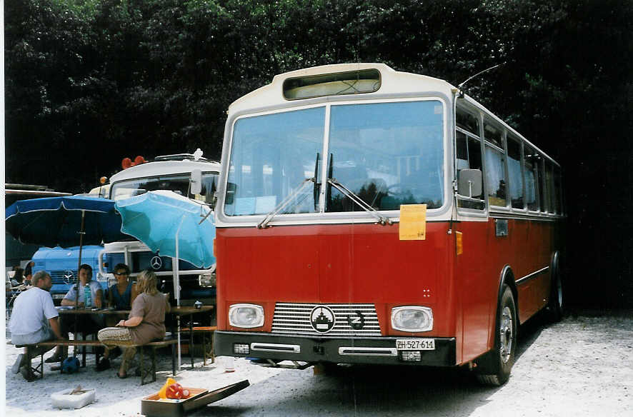 (025'407) - Niederer F., Langwiesen - ZH 527'611 - Saurer/T�scher (ex Sol�r+Fontana, Ilanz) am 15. August 1998 in Heitenried, Sensegraben