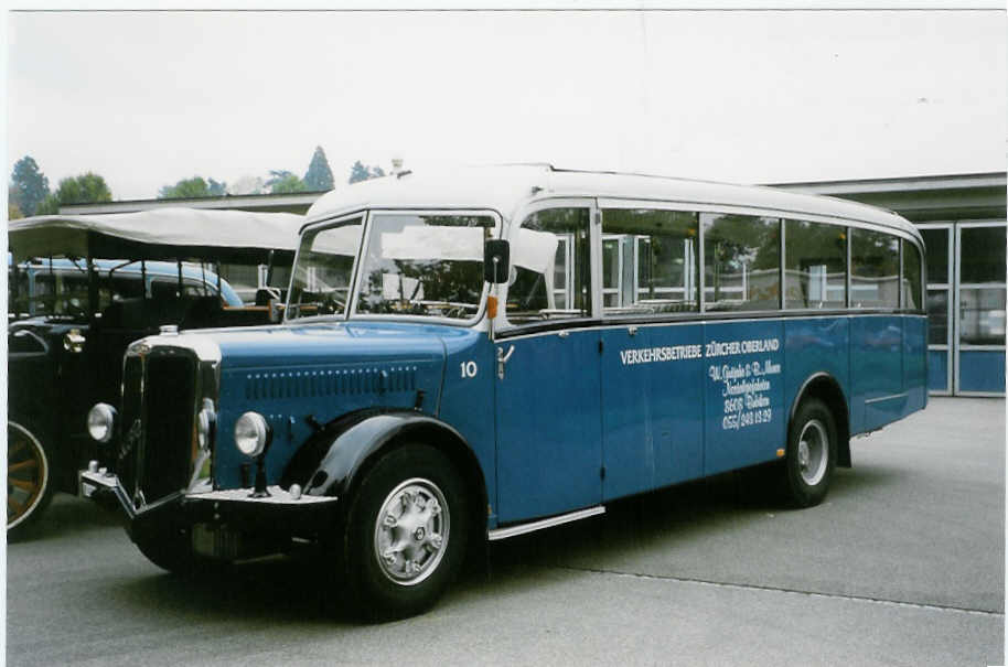 (026'508) - VZO Gr�ningen - Nr. 10/ZH 41'410 - FBW/T�scher (ex Richter, Z�rich; ex VZO Gr�ningen Nr. 10) am 3. Oktober 1998 in R�ti, Sonnenplatz