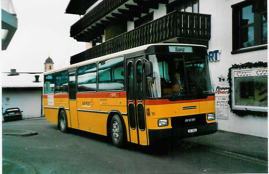 (028'628) - Sol�r&Fontana, Ilanz - Nr. 15/GR 1805 - NAW/Hess (ex P 24'434) am 1. Januar 1999 in Laax, Post
