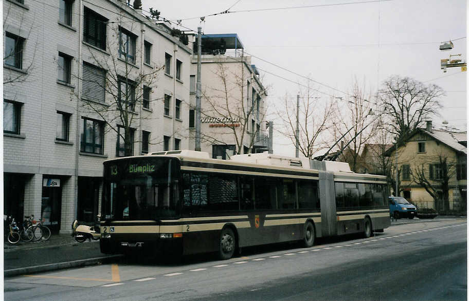 (029'235) - SVB Bern - Nr. 2 - NAW/Hess Gelenktrolleybus am 8. Februar 1999 in Bern, Bachm�tteli