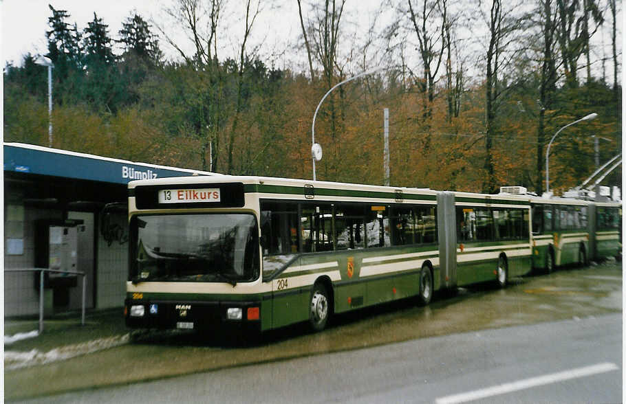 (029'408) - SVB Bern - Nr. 204/BE 500'204 - MAN am 19. Februar 1999 in Bern, B�mpliz