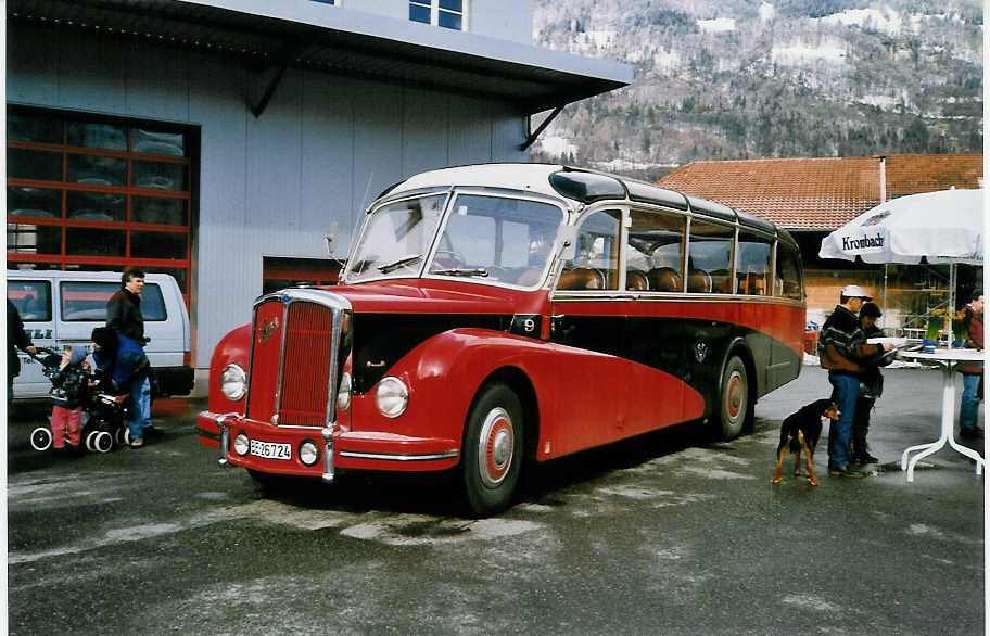 (029'911) - ASKA Aeschi - Nr. 9/BE 26'724 - Saurer/R&J am 6. M�rz 1999 in Interlaken, Garage AAGI