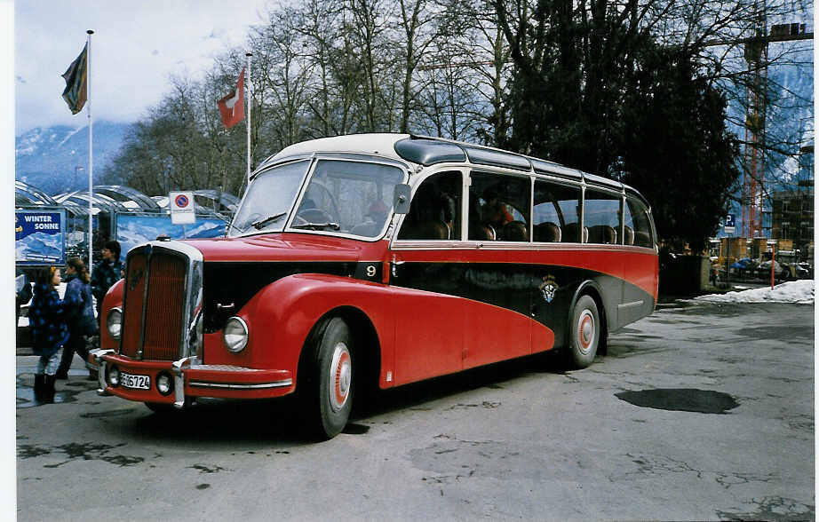 (030'003) - ASKA Aeschi - Nr. 9/BE 26'724 - Saurer/R&J am 6. M�rz 1999 beim Bahnhof Interlaken Ost