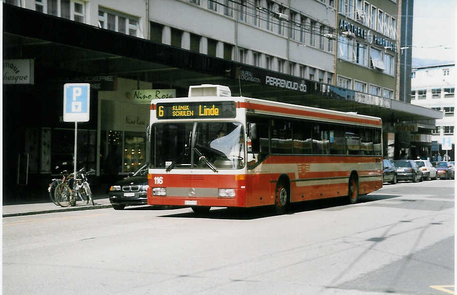 (030'107) - VB Biel - Nr. 116/BE 510'116 - Mercedes am 13. M�rz 1999 beim Bahnhof Biel
