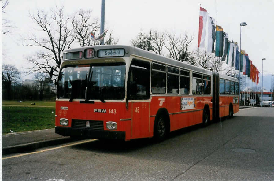 (030'328) - TPG Gen�ve - Nr. 143/GE 96'699 - FBW/R&J am 21. M�rz 1999 in Gen�ve, Palexpo