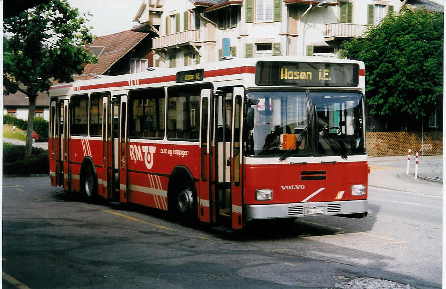 (032'136) - AAGK Koppigen - Nr. 7/BE 394'386 - Volvo/Lauber am 20. Juni 1999 beim Bahnhof Gr�nen-Sumiswald