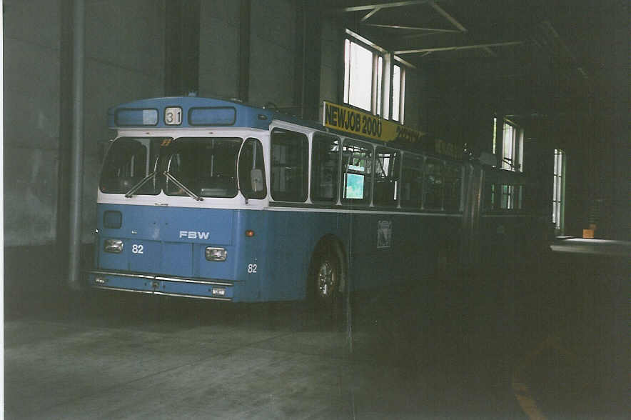 (032'609) - VBZ Z�rich - Nr. 82 - FBW/R&J Gelenktrolleybus am 26. Juni 1999 in Z�rich, Garage Hardau