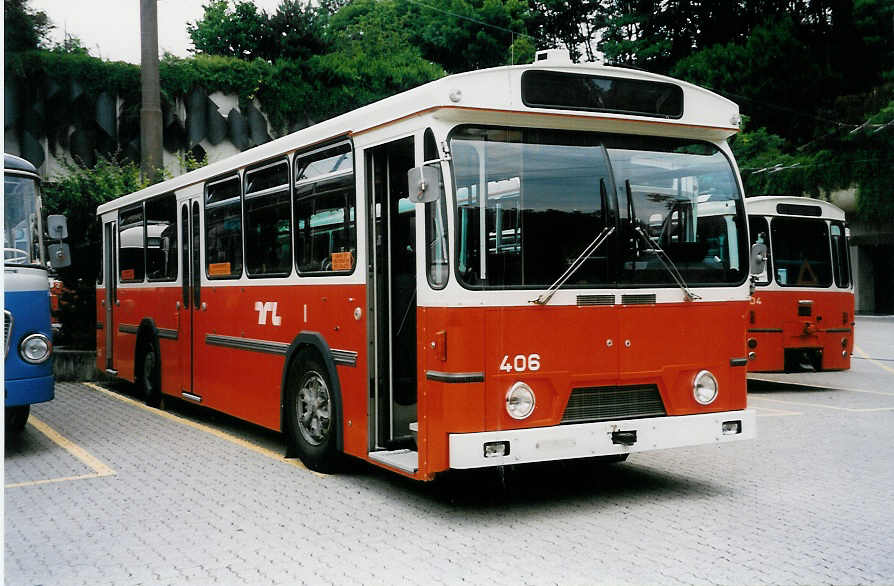 (033'415) - TL Lausanne - Nr. 406 - FBW/Hess am 7. Juli 1999 in Lausanne, D�p�t Borde