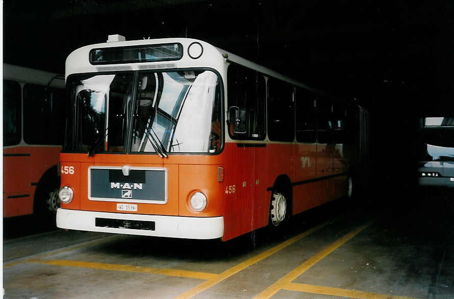 (033'601) - TL Lausanne - Nr. 456/VD 1539 - MAN am 7. Juli 1999 in Lausanne, D�p�t Borde