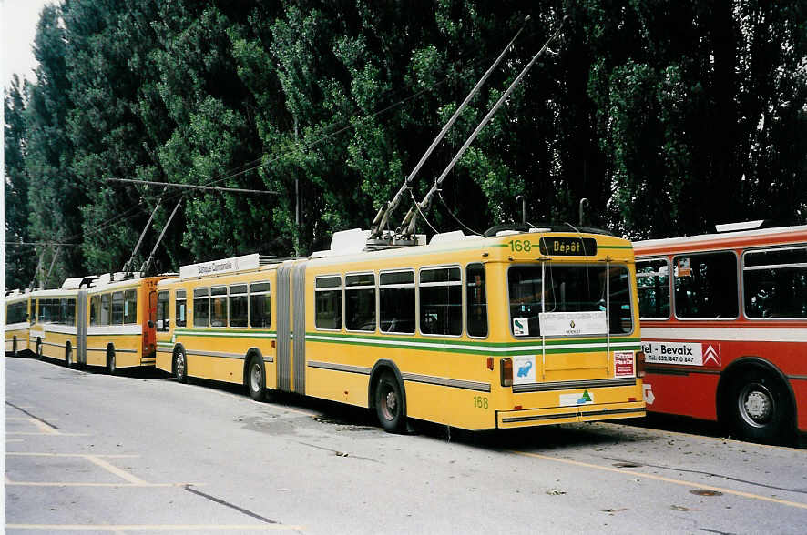 (033'934) - TN Neuch�tel - Nr. 168 - FBW/Hess Gelenktrolleybus am 10. Juli 1999 in Neuch�tel, D�p�t