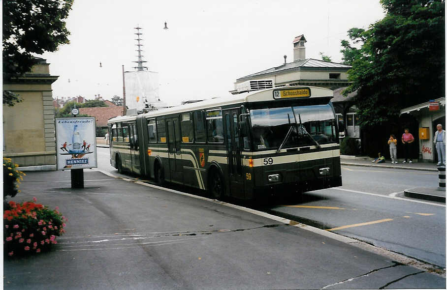 (034'113) - SVB Bern - Nr. 59 - FBW/Hess Gelenktrolleybus am 12. Juli 1999 in Bern, B�rengraben