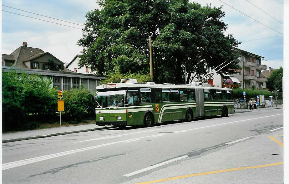 (035'226) - SVB Bern - Nr. 47 - FBW/Gangloff Gelenktrolleybus am 9. August 1999 in Bern, Bethlehem S�ge
