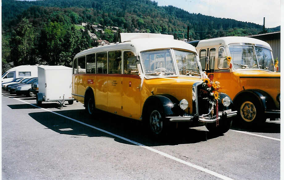 (035'323) - Trachsel, Hasle-R�egsau - BE 26'811 - Saurer/Krapf (ex Sol�r+Fontana, Ilanz) am 21. August 1999 in Thun, Seestrasse