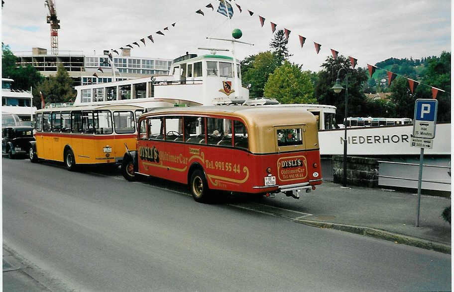(037'212) - Dysli, Bern - Nr. 19/BE 65'700 - Saurer/Saurer (ex P 23'085; ex P 2137) am 2. Oktober 1999 bei der Schiffl�ndte Thun