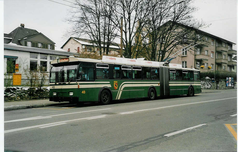 (037'903) - SVB Bern - Nr. 48 - FBW/Hess Gelenktrolleybus am 26. November 1999 in Bern, Bethlehem S�ge