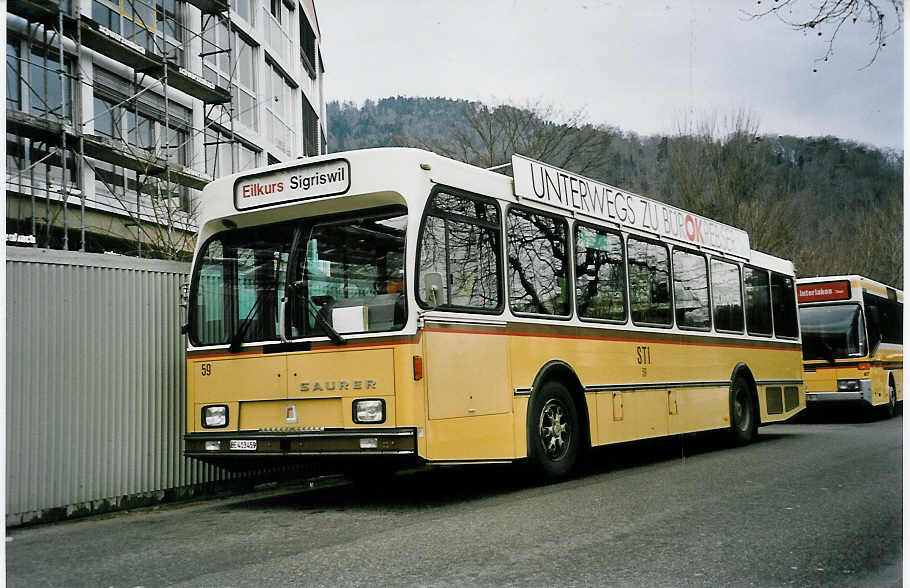 (038'912) - STI Thun - Nr. 59/BE 413'459 - Saurer/R&J am 7. Februar 2000 bei der Schiffl�ndte Thun