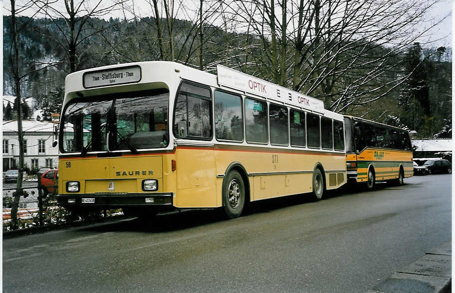 (038'921) - STI Thun - Nr. 58/BE 413'458 - Saurer/R&J am 17. Februar 2000 bei der Schiffl�ndte Thun
