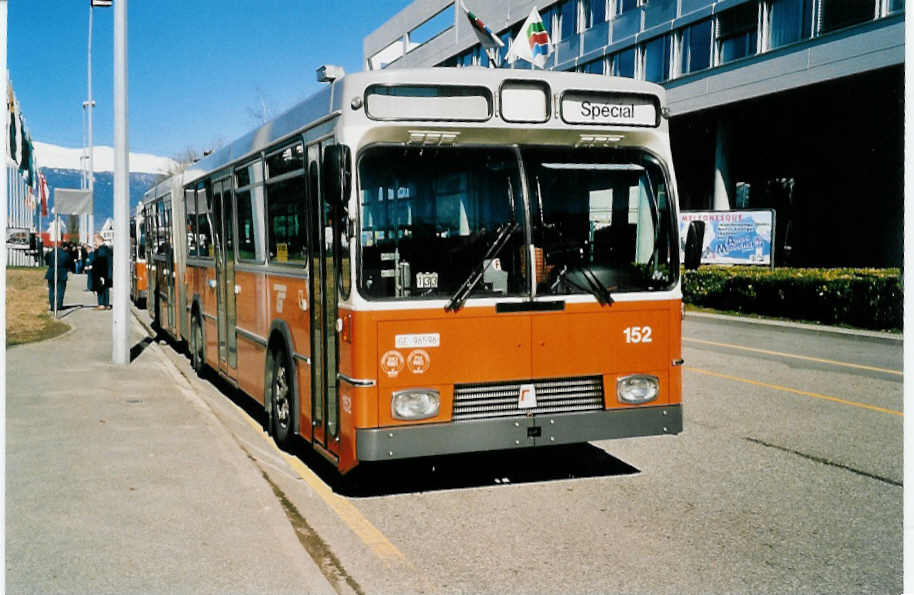 (039'505) - TPG Gen�ve - Nr. 152/GE 96'596 - FBW/R&J am 5. M�rz 2000 in Gen�ve, Palexpo