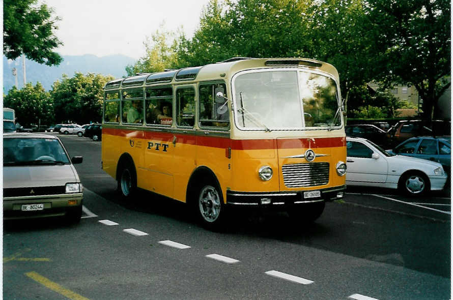 (040'524) - Schmid, Th�rishaus - Nr. 9/BE 26'105 - Saurer/R&J (ex Geiger, Adelboden Nr. 9) am 14. Mai 2000 in Thun, Lachen