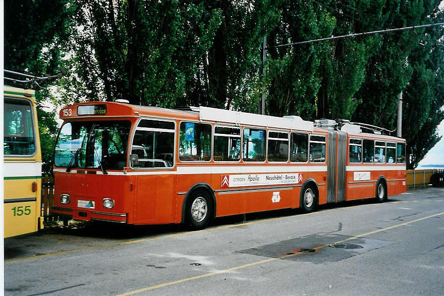 (041'818) - TN Neuch�tel - Nr. 153 - FBW/Hess Gelenktrolleybus (ex Nr. 53) am 12. Juli 2000 in Neuch�tel, D�p�t