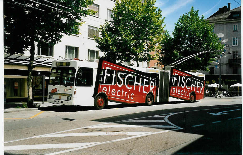 (042'209) - VB Biel - Nr. 62 - Volvo/R&J Gelenktrolleybus am 20. Juli 2000 in Biel, M�hlebr�cke