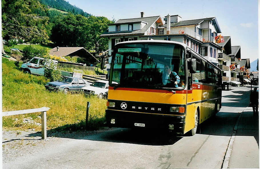 (042'535) - Geiger, Adelboden - Nr. 2/BE 26'853 - Setra (ex In Albon, Visp) am 13. August 2000 in Adelboden, Vorschwand