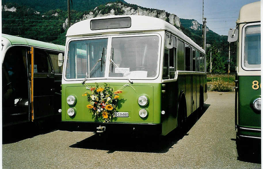 (042'723) - Fritsche, Gais - SG 134'060 - Saurer/R&J (ex Rupp, Weinfelden; ex Preisig, Kradolf; ex H�rlimann, St. Gallen; ex SVB Bern Nr. 99) am 26. August 2000 in Oensingen, Saurertreffen