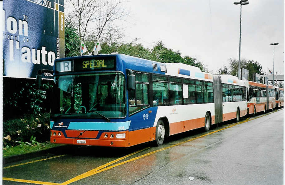 (045'302) - TPG Gen�ve - Nr. 308/GE 96'622 - Volvo am 11. M�rz 2001 in Gen�ve, Palexpo