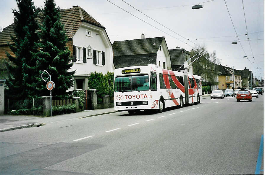 (045'824) - VB Biel - Nr. 66 - Volvo/R&J Gelenktrolleybus am 19. April 2001 in Biel, M�hlestrasse