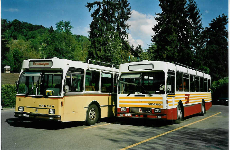 (046'528) - STI Thun - Nr. 25/BE 419'026 - Volvo/R&J (ex SAT Thun Nr. 25) am 12. Mai 2001 bei der Schiffl�ndte Thun