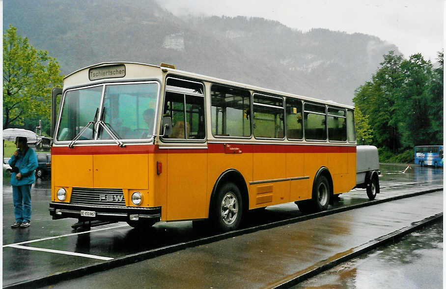 (047'036) - Scheidegger, Sch�nb�hl - BE 150'067 - FBW/Lauber (ex P 23'507) am 10. Juni 2001 in Ballenberg, West