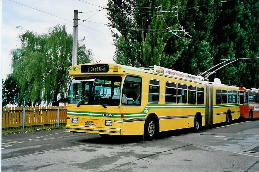 (048'805) - TN Neuch�tel - Nr. 161 - FBW/Hess Gelenktrolleybus am 6. August 2001 in Neuch�tel, D�p�t