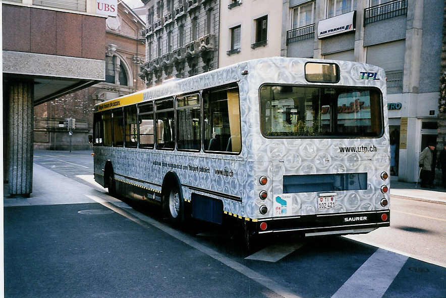 (051'210) - TPL Lugano - Nr. 50/TI 102'421 - Saurer/R&J (ex VBZ Z�rich Nr. 271) am 1. Januar 2002 in Lugano, San Antonio