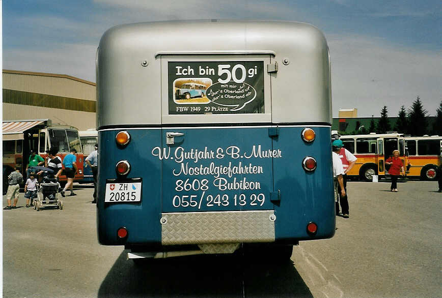 (053'811) - Murer, Jona - Nr. 10/ZH 20'815 - FBW/T�scher (ex VZO Gr�ningen Nr. 10; ex Richter, Z�rich; ex VZO Gr�ningen Nr. 10) am 15. Juni 2002 in Hinwil, AMP